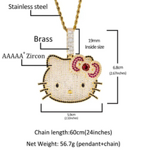 Load image into Gallery viewer, Iced Out Lip Hello Kitty Chain Necklace
