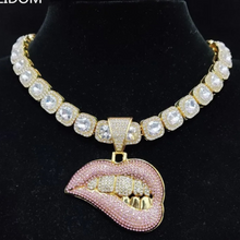 Load image into Gallery viewer, New Cubic Zirconia Iced Out Lip💋 Grill Necklace
