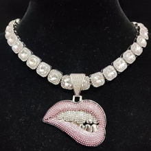 Load image into Gallery viewer, New Cubic Zirconia Iced Out Lip💋 Grill Necklace
