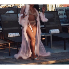 Load image into Gallery viewer, Sexy Long Lace Kimono Robe Sheer
