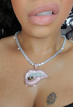 Load image into Gallery viewer, Cubic Zirconia Iced Out Lip💋 with Grill Tennis Chain Necklace
