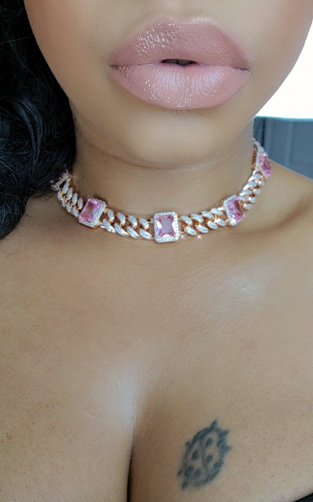 Luxury Pink Diamond Cubic Zirconia Necklace