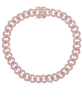 Load image into Gallery viewer, Pink and Rose Gold CZ Paved Cuban Link Necklace
